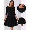 INSPIRE CHIC Women's Work Elegant Square Neck 3/4 Sleeve Belted Pleated a Line Church Midi Dress - 2 of 4