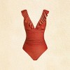 Women's Floral Ruffled Lace Up One Piece Swimsuit -Cupshe - 2 of 4