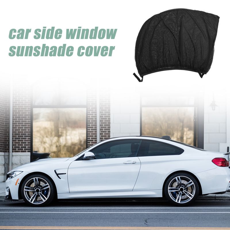 Unique Bargains Sun Shade Car Side Window Rear Breathable Mesh Anti-UV Protect Sunshade Cover Cars Curtain Net Universal 51.18"x21.65" Black 1 Pair, 2 of 7