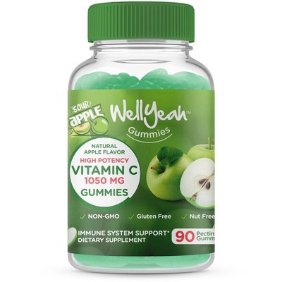 WellYeah Vitamin C 1050 mg Gummies - Natural Sour Apple Flavor - 30 Servings