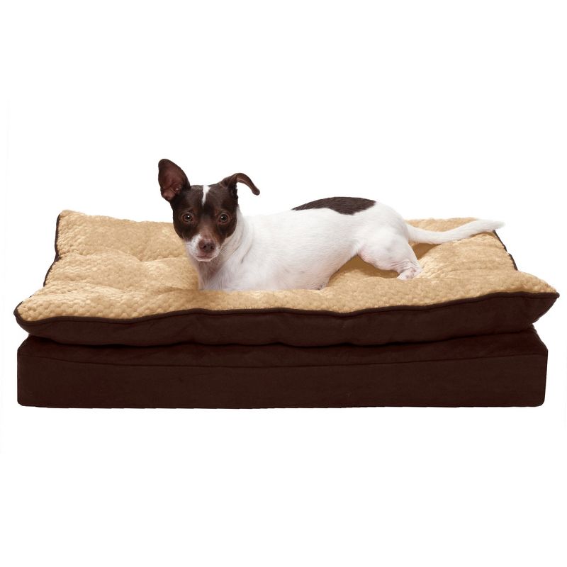 FurHaven Mink Fur & Suede Pillow-Top Orthopedic Dog Bed, 1 of 4