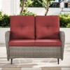 Buenhomino Patio Loveseat Glider Wicker Loveseat Rattan Glider Sofa with Curved Armrest Thicking Back & Seat Cushions for Garden Balcony Backyard - 2 of 4