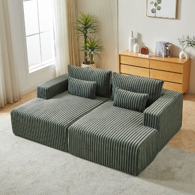 CENGHU Corduroy Upholstered Sofa Couch, Bean Bag Chair, Sponge Sectional Sofa Lounge Chair with Ottoman, Single Sofa Sleeper Chair