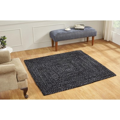72" x 72" Chenille Tweed Collection Black & Gray Reversible Indoor Area Utility Square Rug - Better Trends