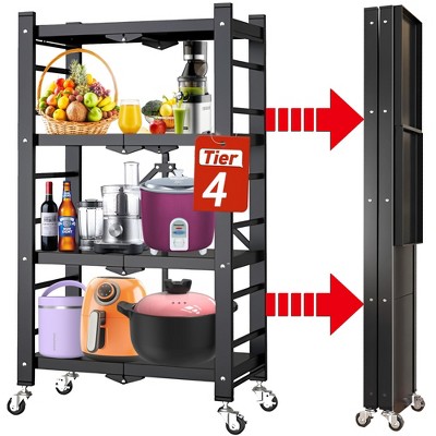 Musment Foldable Metal 28"W x 13.9"D x 62.20"H Storage Shelf Unit, Holds up to 397 lb Maximum Load Weight