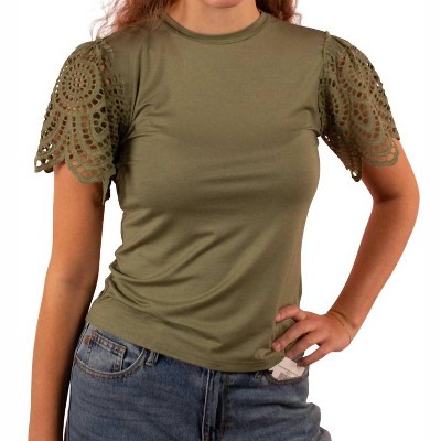 Women's Demi Crochet Sleeve Top - Mikarose