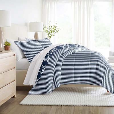 Full Gray Microfiber Reversible Down Alternative Comforter Set
