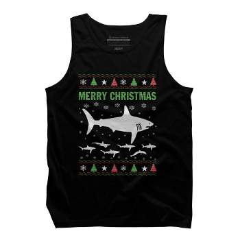 Men's Design By Humans Shark Christmas By sophialada Tank Top