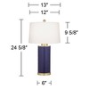 360 Lighting Gilson 24 1/2" High Modern Coastal Glam Table Lamps Set of 2 Gold Textured Blue Finish Ceramic White Shade Living Room Bedroom Bedside - 4 of 4