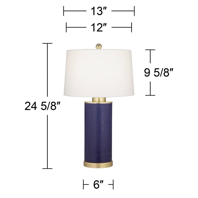 360 Lighting Gilson 24 1/2" High Modern Coastal Glam Table Lamps Set of 2 Gold Textured Blue Finish Ceramic White Shade Living Room Bedroom Bedside, 4 of 9