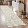 Scalloped Floral Rug Washable Non-Slip Boho Hallway Rug Soft Carpet for Kitchen, Bathroom, Laundry, Entryway - 3 of 4