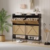 CuisinSmart Shoe Cabinet with 4 Flip Drawers, Narrow Entryway Rack, Shoe Rack with Open Storage for Hallway, Living Room, Black + Wood - 2 of 4