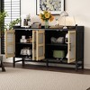 60"W 4-Door Rustic Sideboard Storage Cabinet with Decorative Rattan Doors, Adjustable Shelves and Adjustable Foot Pads-ModernLuxe - image 3 of 4