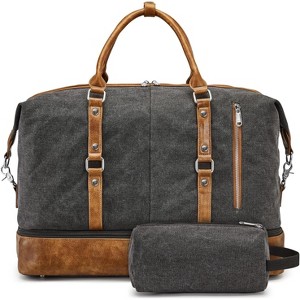 Canvas Weekender Bag for Men with Shoe Compartment, Large Overnight Travel Carry On Tote Bag, Vintage Design - 1 of 4