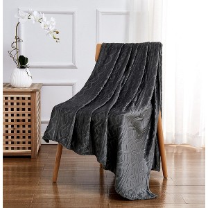 Kate Aurora Ultra Soft & Plush Cable Geometric Designed Embossed Fleece Accent Throw Blanket - 1 of 1