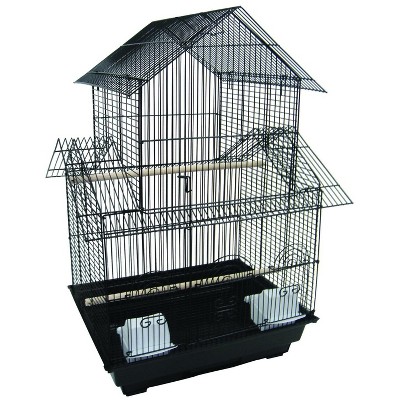 YML A5844 3/8 inches Bar Spacing Pagoda Small Bird Cage Black 18 inches x 14 inches