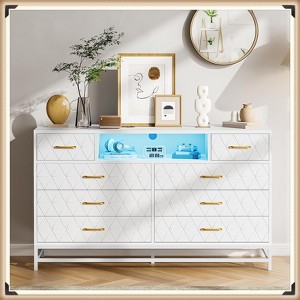 Jojoka 8 Drawer Dresser with LED Lights & Charging Station – Modern Storage Cabinet for Bedroom, Living Room, Entryway - 1 of 4