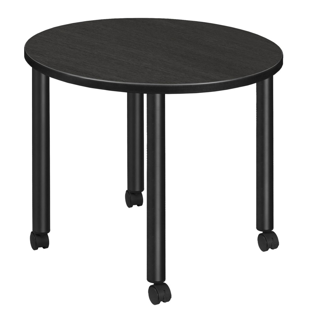 Photos - Dining Table 30" Small Kee Round Breakroom  with Mobile Legs Ash Gray/Black