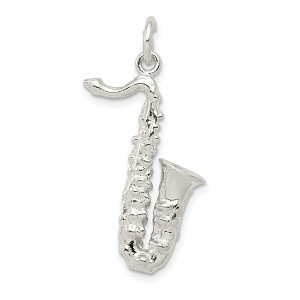 Black Bow Jewelry Sterling Silver 3D Saxophone Pendant - 1 of 4