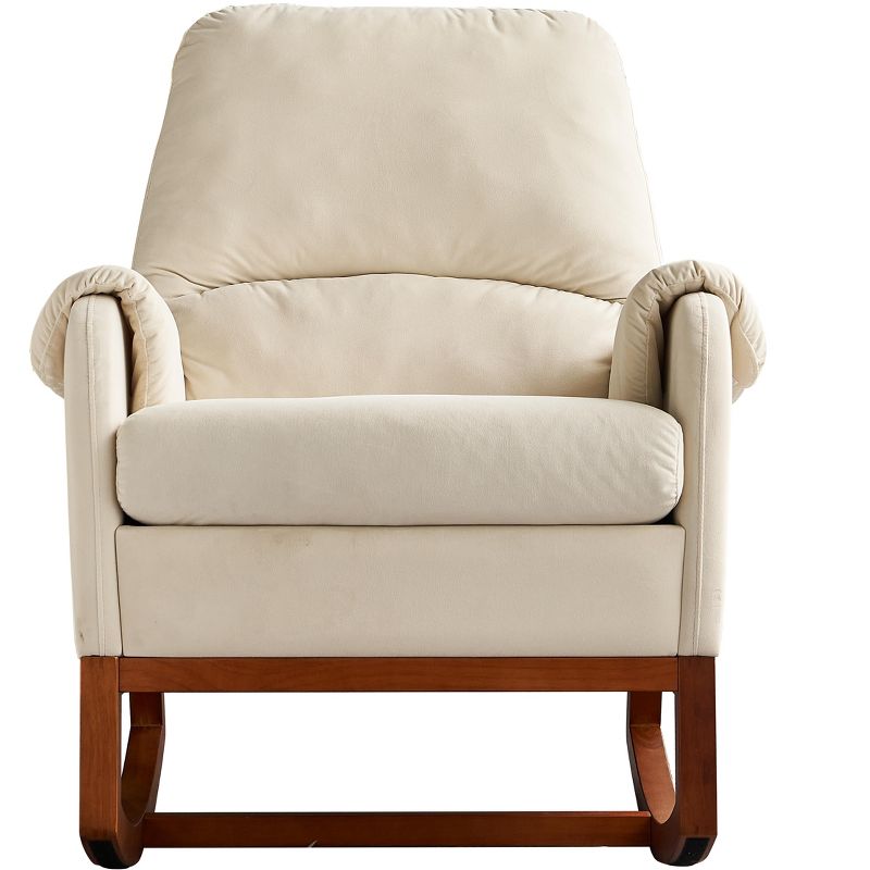 Modern Comfortable Velvet Rocking Chair, Beige - ModernLuxe, 1 of 8