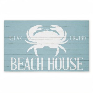 Stupell Industries Beach House Entry Crab Printed Outdoor Door Mat, design by Kim Allen, 18"x30" - 1 of 4