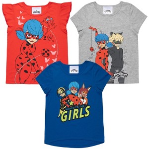 Miraculous Rena Rouge Cat Noir Ladybug Girls 3 Pack T-Shirts Little Kid to Big Kid - 1 of 4