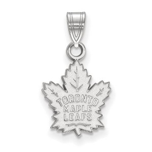 Black Bow Jewelry 14k White Gold Toronto Maple Leafs NHL Small Pendant - 1 of 3
