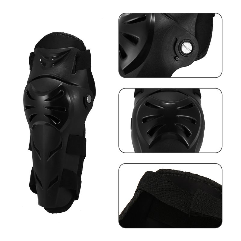 Unique Bargains Motorcycle Elbow Knee Guards with Adjustable Strap Black 4 Pcs, 3 of 7