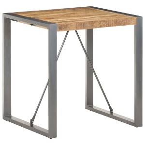 vidaXL Dining Table 27.6"x27.6"x29.5" Solid Rough Mango Wood - 1 of 4