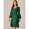 Seta T Women's Long Sleeve V Neck High Waist Layered Swing Casual Dress with Pockets - 3 of 4