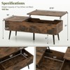 Costway Lift Top Coffee Table w/ Storage Multi-Functional Home Center Accent Table for Living Room Rustic Brown - 3 of 4
