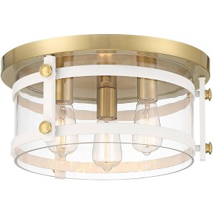 Franklin Iron Works Eagleton Modern Ceiling Light Flush Mount Fixture 15 1/2" Wide Gold White 3-Light LED Clear Glass for Bedroom Kitchen Living Room - 1 of 4