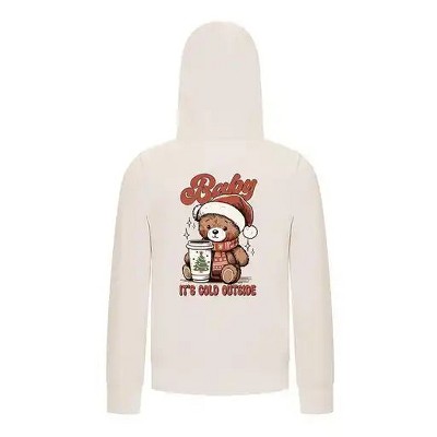 Everyday Kids Christmas Collection Baby It’s Cold Outside Zip Up Hoodie – Holiday Sweatshirt - Off White
