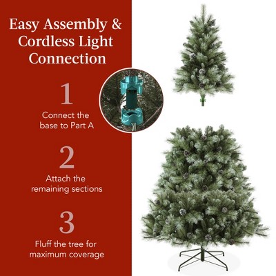 4.5ft Frosted Pine Pre-Lit Christmas Tree with Multicolor LED Lights