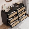 Natural Rattan 6-Drawer Dresser with Gold Legs & Handles, Wide Storage Chest for Bedroom or Living Room, Anti-Tip Design & Large Top Surface - 4 of 4