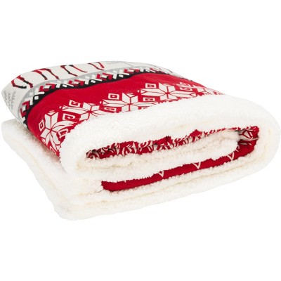 Prancer Sherpa Throw - Red - 50" X 60" - Safavieh