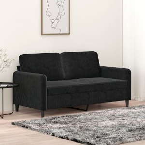 vidaXL 2-Seater Sofa Black 55.1 in. Velvet - 1 of 4