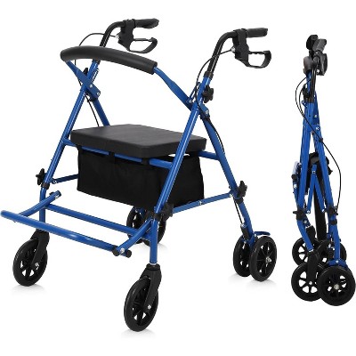 2 in 1 Rollator Walker & Transport Chair for Seniors with Seat, Transport Wheelchair All Terrain, Medical Walker for Adults with Backrest, Footrest