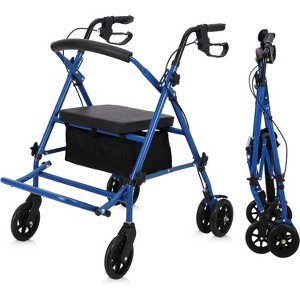 2 in 1 Rollator Walker & Transport Chair for Seniors with Seat, Transport Wheelchair All Terrain, Medical Walker for Adults with Backrest, Footrest - 1 of 4