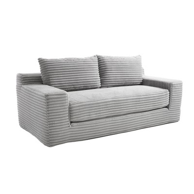 Vynxaria Loveseat Sofa with Memory Foam & Steel Frame - No Assembly, Convertible Design