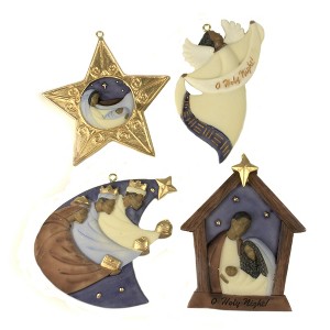 Positive Image Gifts 3.5 Inch Nativity Set/4 Manger Kings Angel Star Tree Ornaments - 1 of 3