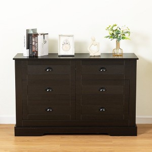 Dressers & Chests Of Drawers, Chest Of Drawers With 6 Drawers, Metal Handle, Scratch Resistant Waterproof Sideboard Console Table For Bedroom - 1 of 4