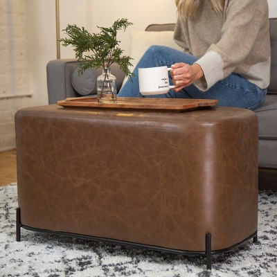 32" Modern Decorative Bench with Metal Base - WOVENBYRD
