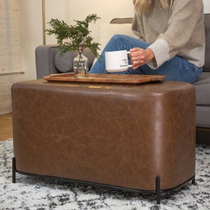 32" Modern Decorative Bench with Metal Base - WOVENBYRD - 1 of 4