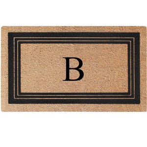 A1HC Natural Coir and PVC Backing 18"x30" Classic Border Monogrammed Flock Door Mat, Anti-Shed Doormat - 1 of 4