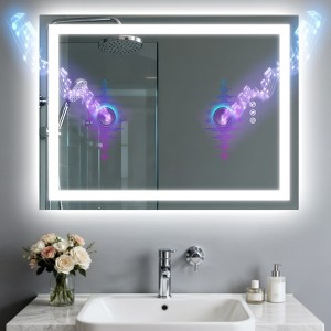 ARTLOGE 20/24/40/48in Smart Bluetooth LED Bathroom Mirror with Double Speakers Backlight Stepless Dimming, Lights Memory Function, Wall Mirror - 1 of 4