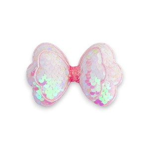 Summer Crystal - Sequin Glitter Stuffed Bow Hair Clip - 1 Pack - 1 of 4