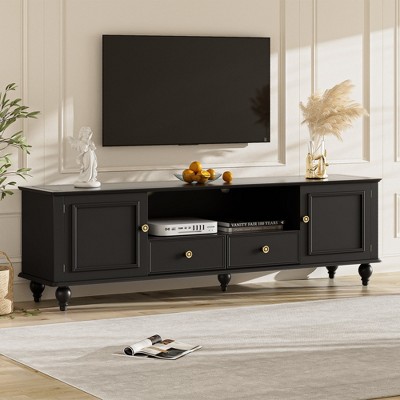 HDZNVF 70.9 inch Modern TV Stand for TVs up to 80 Inches, Entertainment Center with Open Compartment, Black