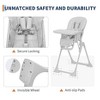 Baby High Chair, Foldable Feeding Chairs for Babies and Toddlers, Adjustable Height/Backrest/Footrest, Removable Tray, Fast Folding - 3 of 4