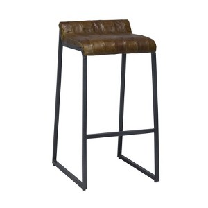 HomeRoots 27 " Brown And Black Iron Backless Counter Height Bar Chair - 1 of 4